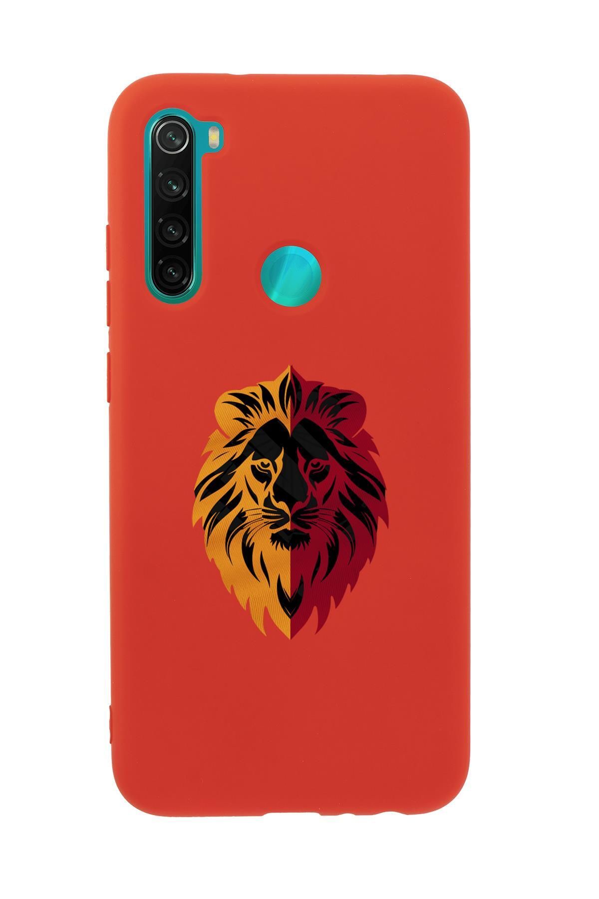 mooodcase Xiaomi Redmi Note 8 Uyumlu Sarı Kırmızı Aslan Desenli Premium Silikonlu Telefon Kılıfı