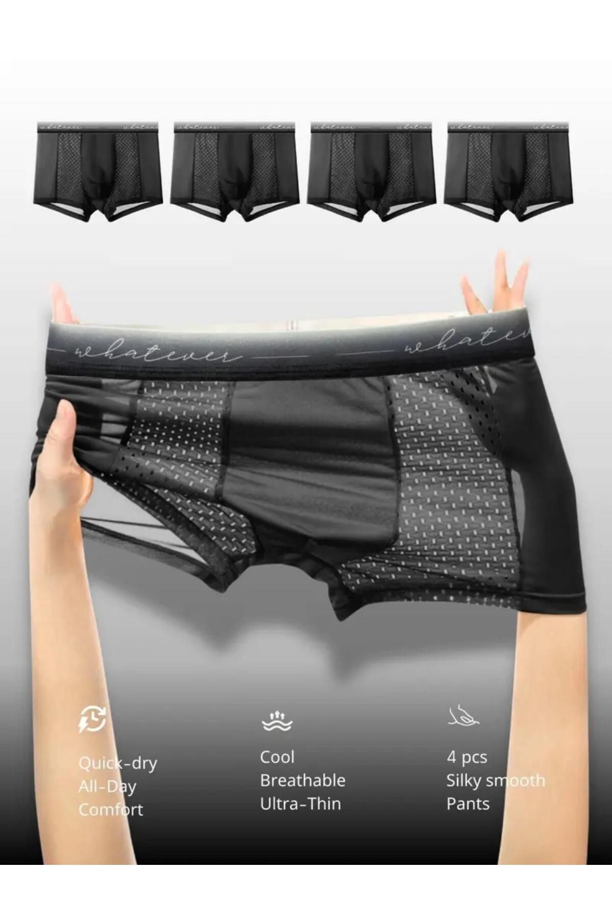 ALWAYS LEATHER Erkekler için Fiber Boxer Külot - Ultra İnce Nefes Alabilir - Yarı Şeffaf Tasarım
