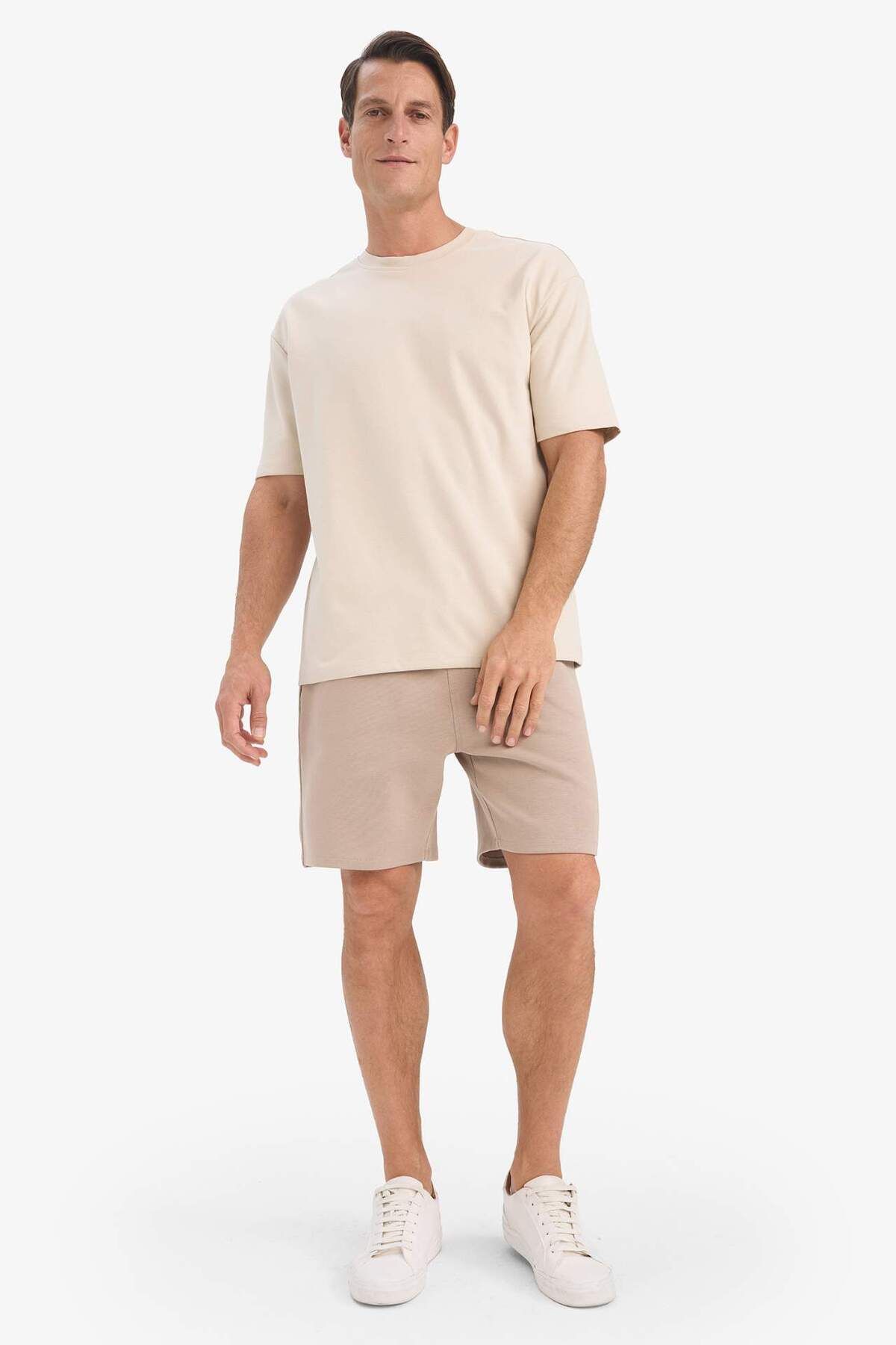DeFacto-Men's Basic Plain Shorts with Belted Waist and Pockets E2616Ax25Sm 2