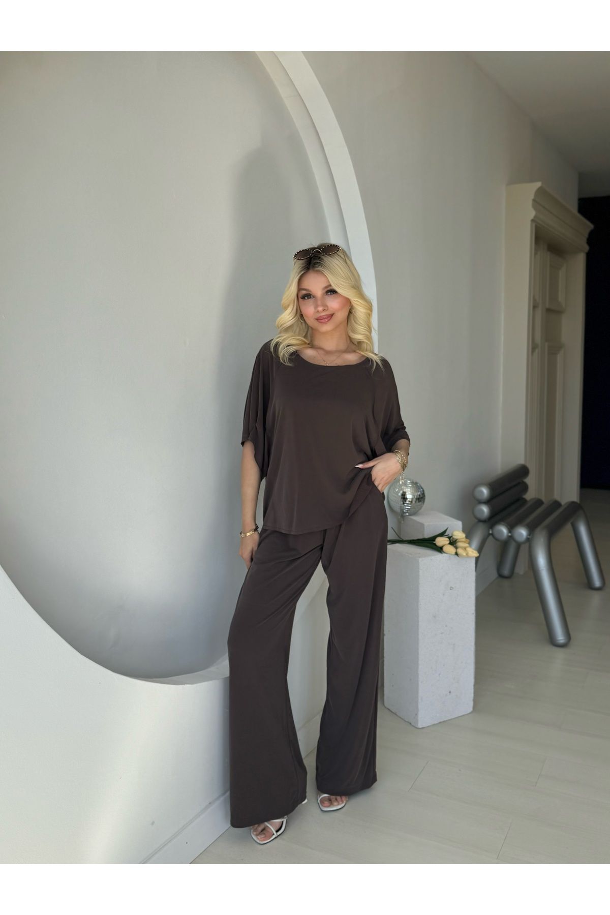 FEHUBLOOM Kahverengi Modal Salaş Takım