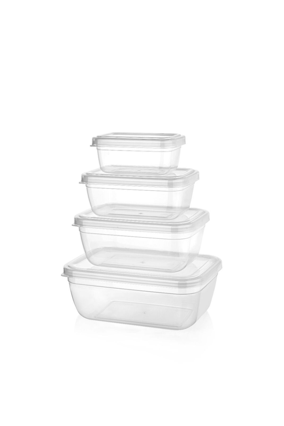 Tercih Home 4'lü Şeffaf Saklama Kabı Seti Mikrodalga ve Difrize Uygundur(2.3lt+1.5lt+0.9lt+0.5lt)