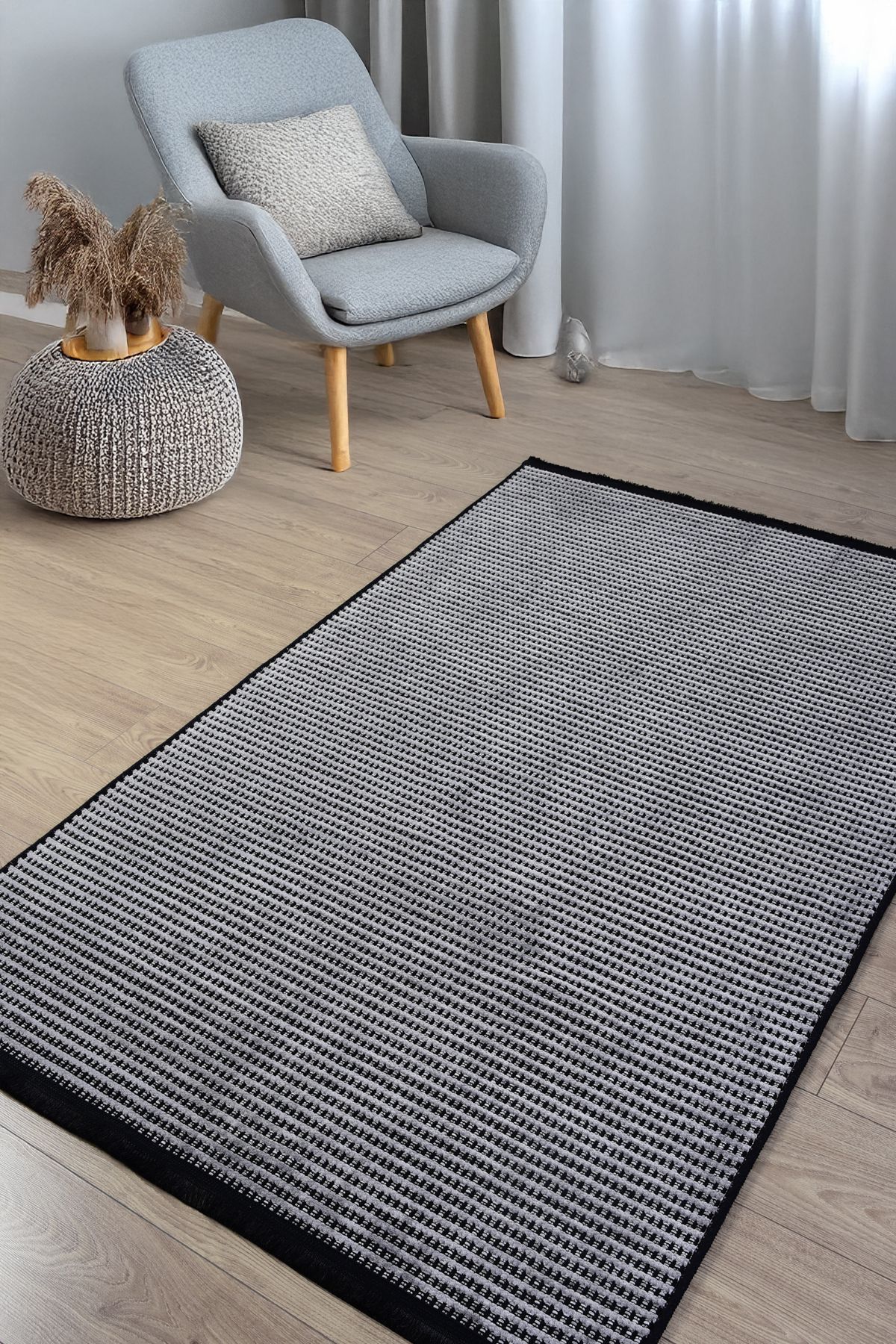 Vila Nova Home Gri, Modern Kaymaz,Yıkanabilir Pamuk Tabanlı Şönil Halı oturma Odası, Çocuk Odası, Mutfak