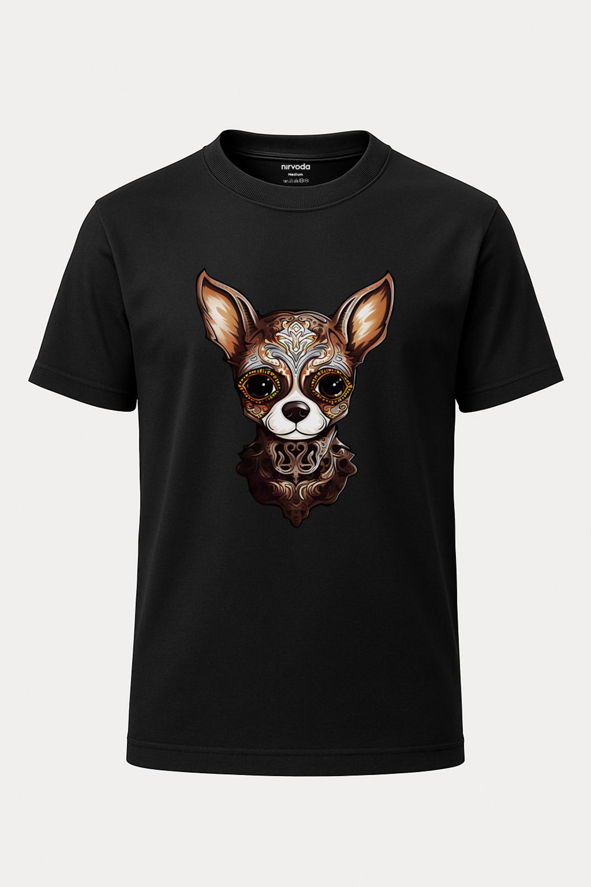 nirvoda Unisex Gotik Tarz Chihuahua Şivava Tişört - Baskılı Köpekli T-shirt