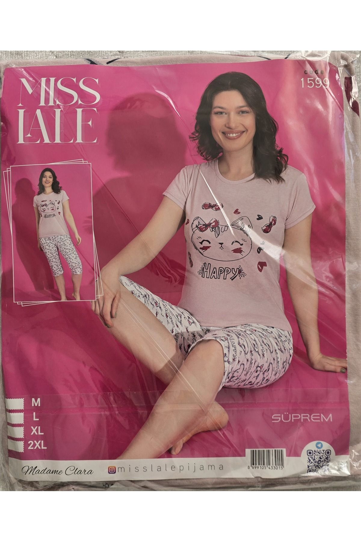 Miss Lale Pijama Kadın Kısa Kollu Kapri Pijama Takımı