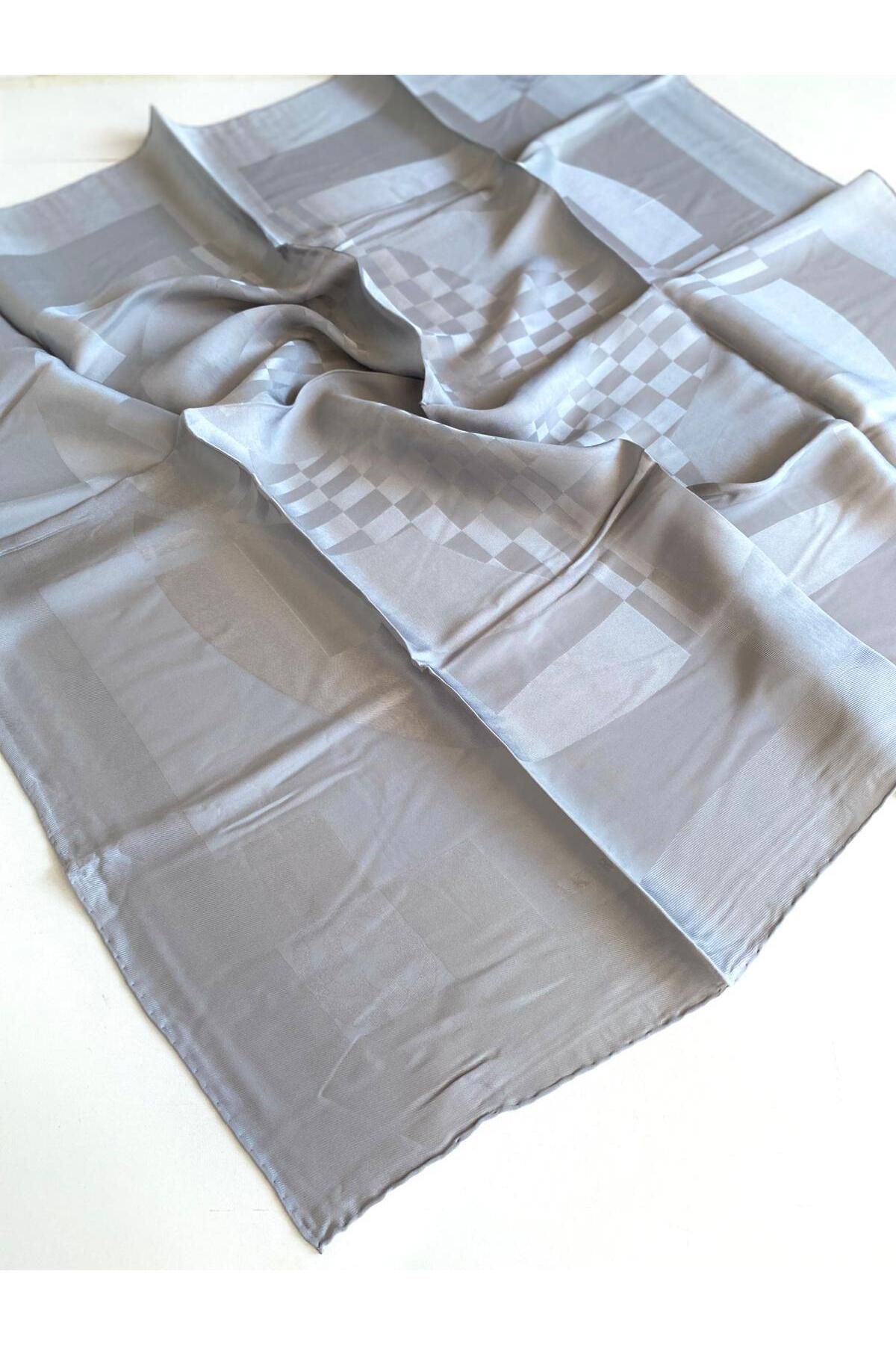 Aker Jakarlı İpek Eşarp 7519413-376 47511 Gri Monogram Desen