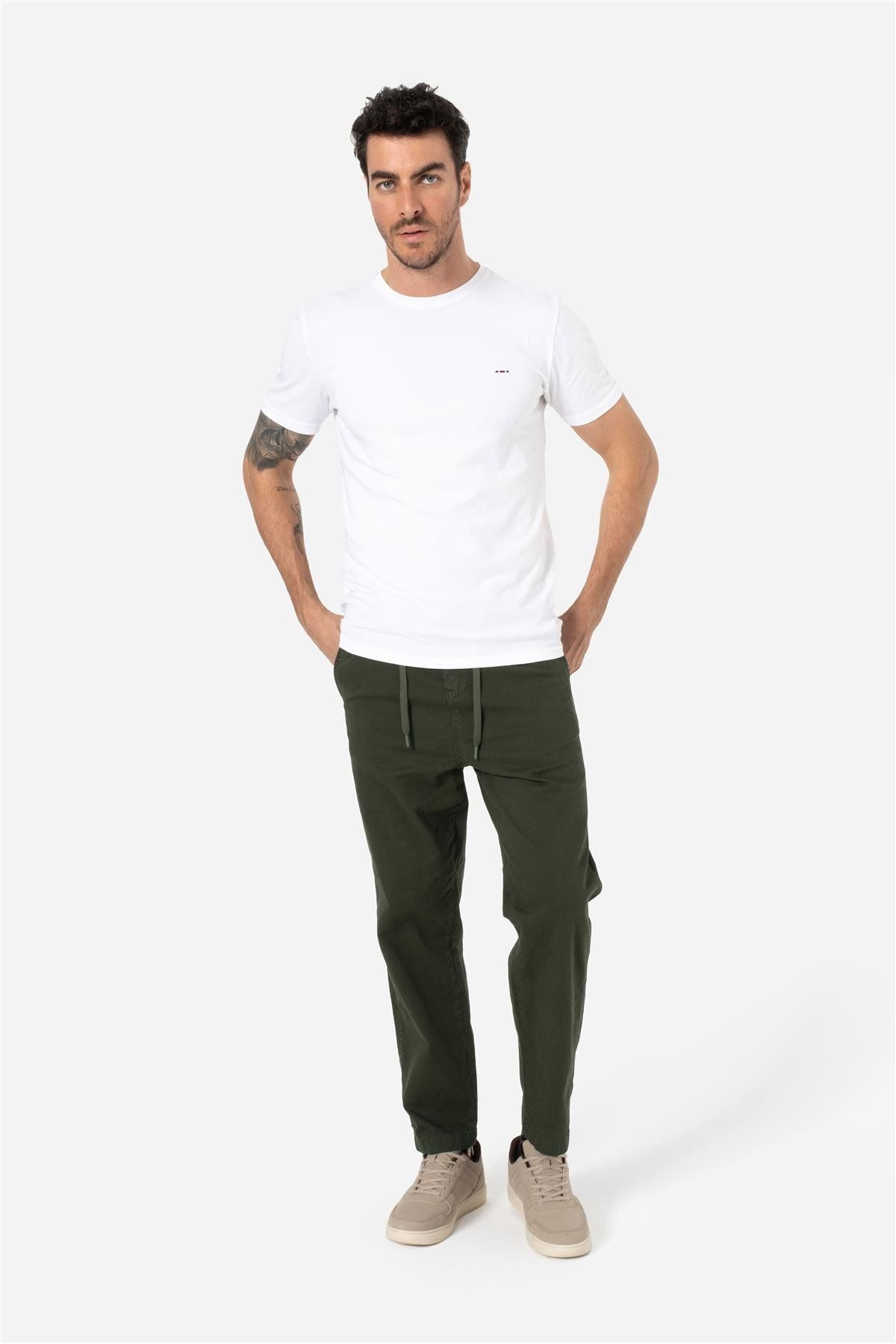 Brothers ERKEK RAHAT KESİM BELİ LASTİKLİ VE İPLİ BOL PAÇA YAN CEPLİ BAGGY PANTOLON ZANZI HAKİ YEŞİLİ