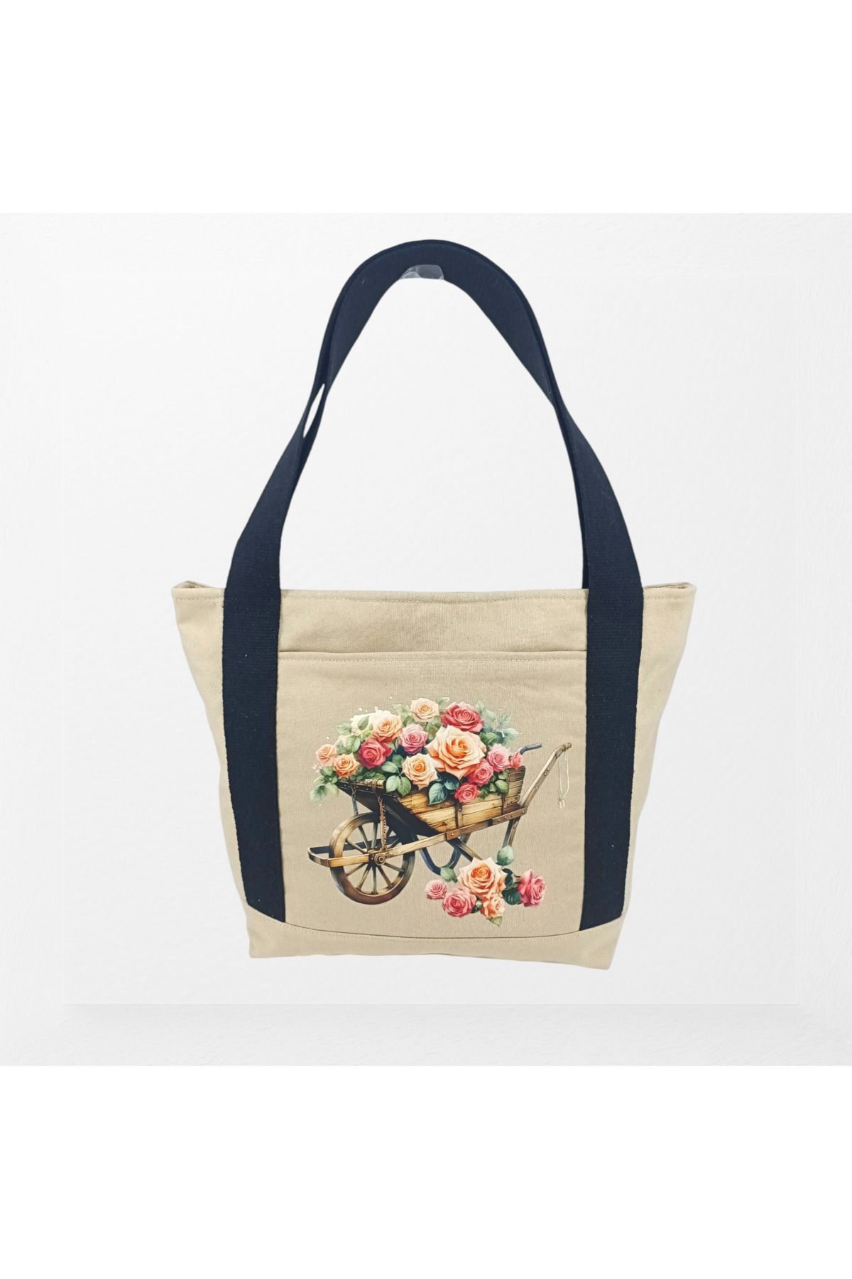 Rustic Design Çiçek Baskılı Tote bag Çanta