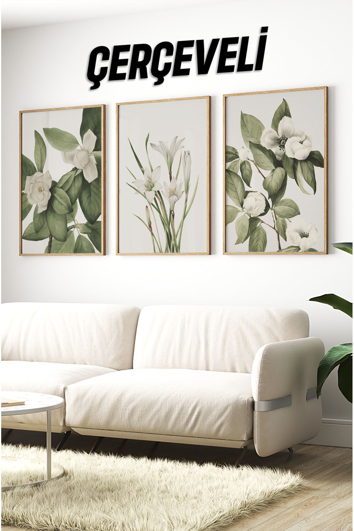 kutuTR Ahşap Çerçeveli Mdf Tablo Seti Salon Ve Oturma Odası Için Çt3090