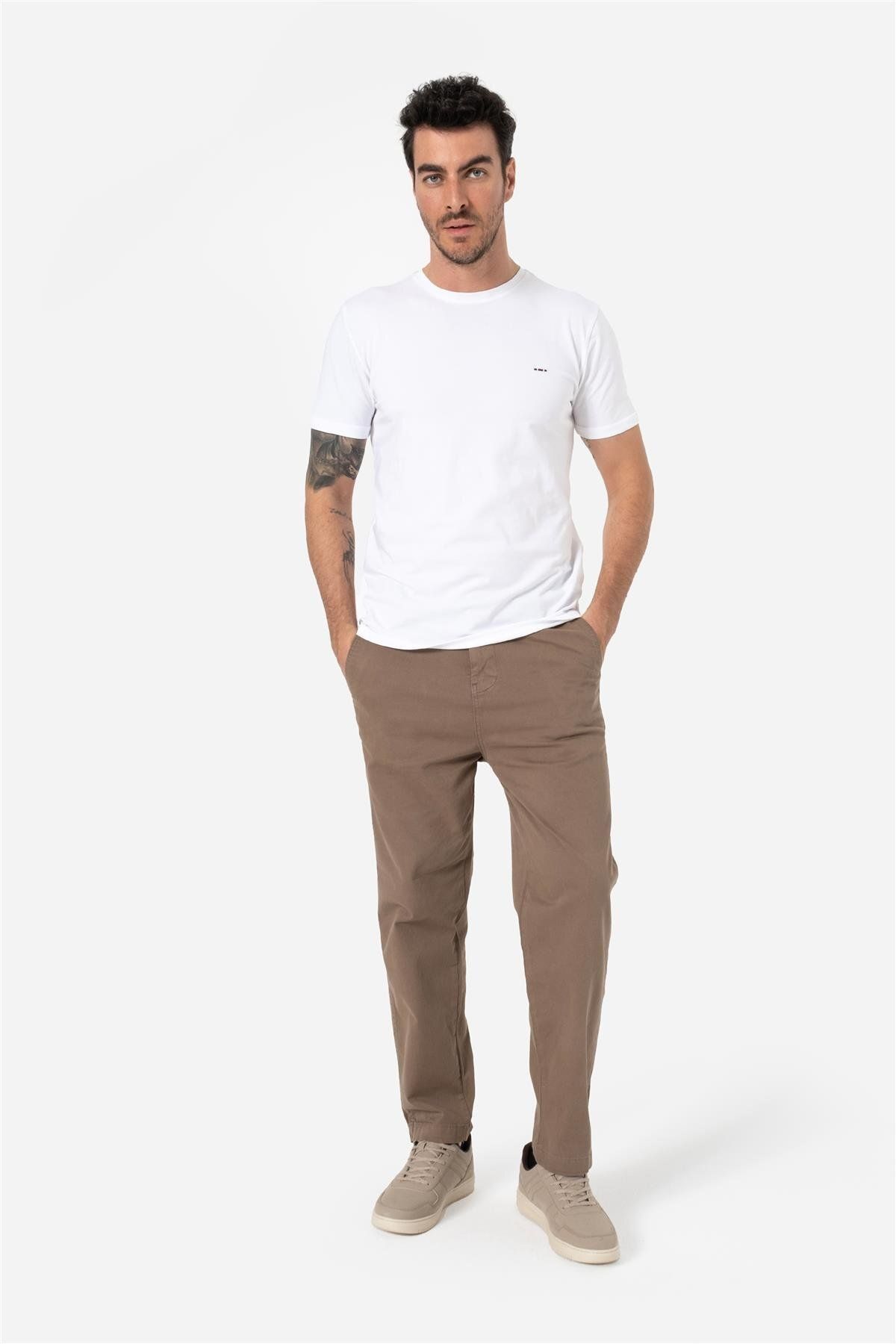 Brothers ERKEK RAHAT KESİM BELİ LASTİKLİ VE İPLİ BOL PAÇA YAN CEPLİ BAGGY PANTOLON ZANZI VİZON B03.2