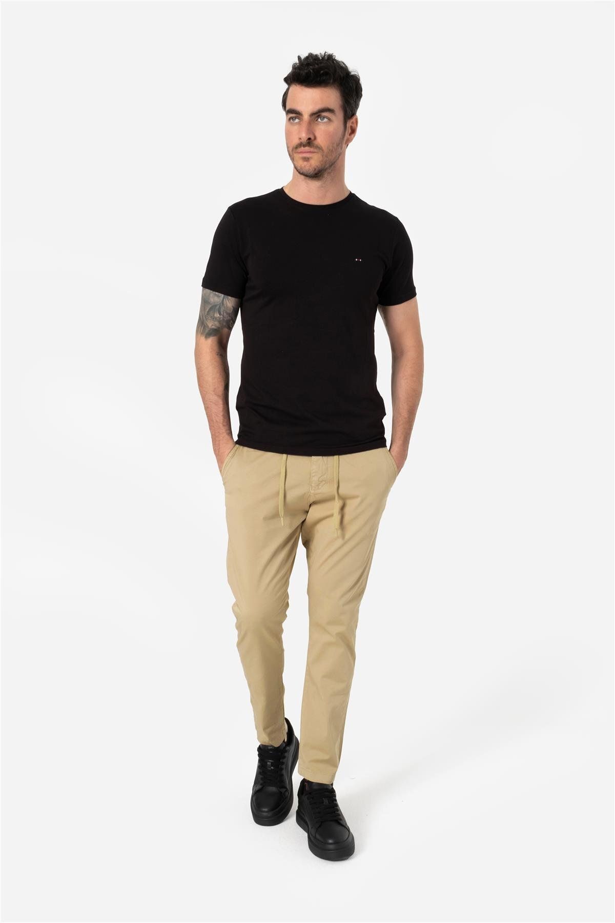 Brothers ERKEK NORMAL KESİM BELİ LASTİKLİ VE İPLİ YAN CEPLİ GABARDİN DOKUMA PANTOLON GROTTI KUM BEJİ