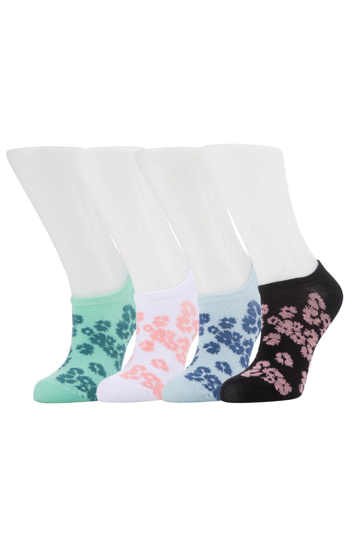 Moyra Socks 4'lü Çiçek Desen Pamuk Kadın Sneakers Pamuk Çorap