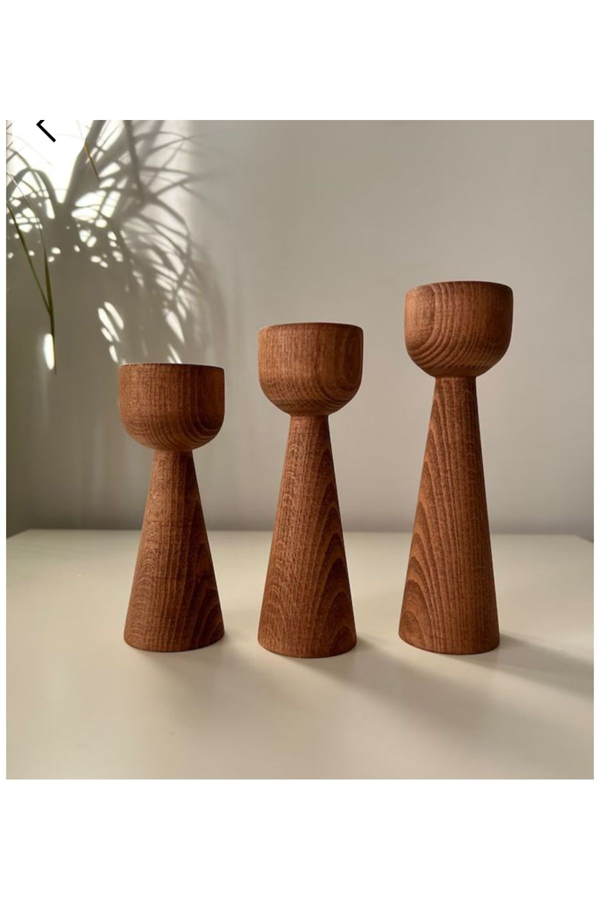 mebaconcept Doğal Ahşap Şamdan Seti 17.5cm & 15cm & 12.5 , El Yapımı, Rustik Dekoratif 3'lü Mumluk Modern