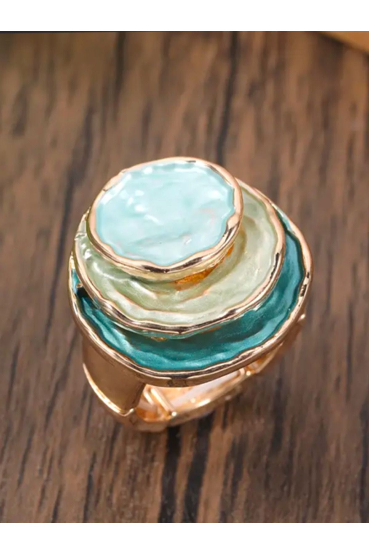 BaublesNme-Elastic Ring with Zinc Alloy with Enamel Plated with Three Layers Circular Design 3