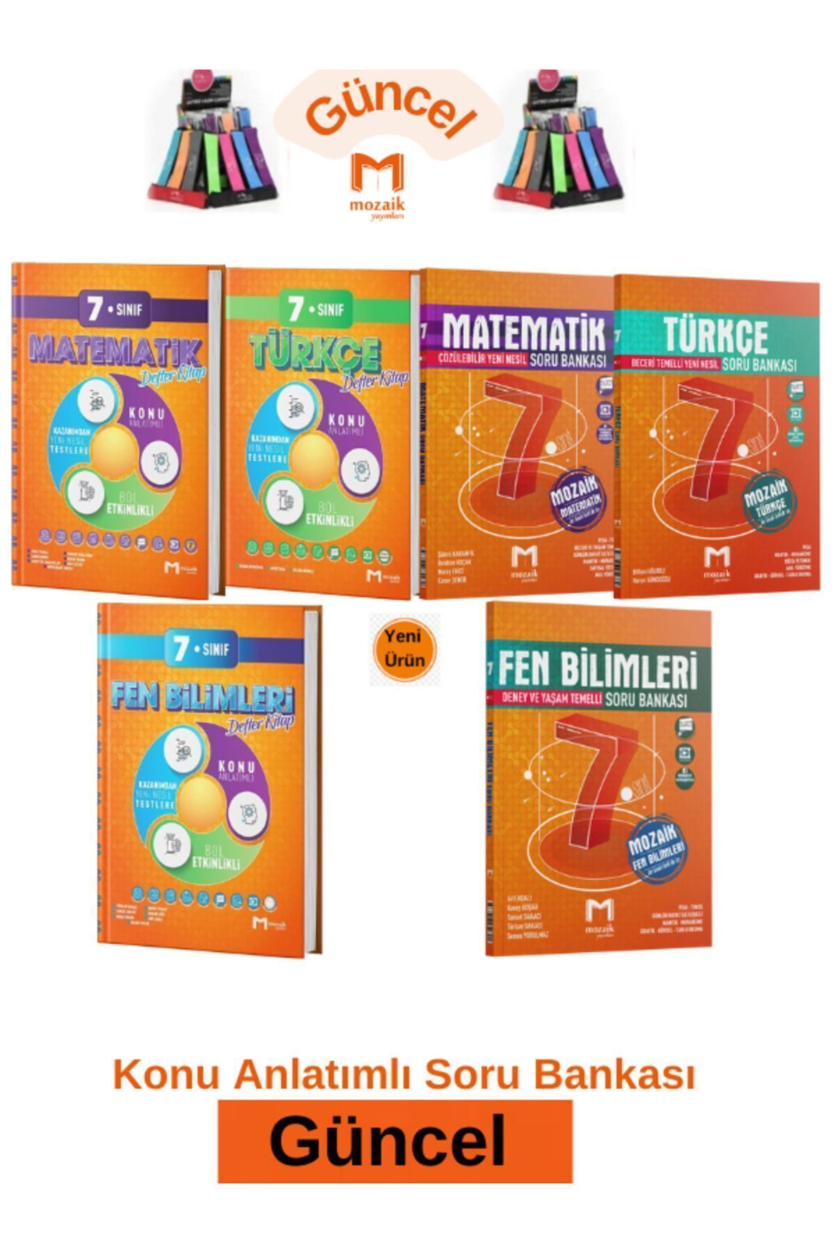 Marsis Yayınları Mozaik 7.Sınıf Mat.-Türkçe-Fen Konu Anlatım Etkinlikli Defter Kitap-Soru Bankası Seti+Kalemlik