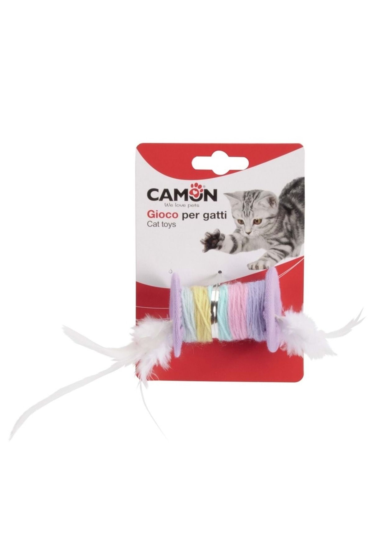 Camon Kedi Oyuncağı Tüylü Renkli Makara 5cm