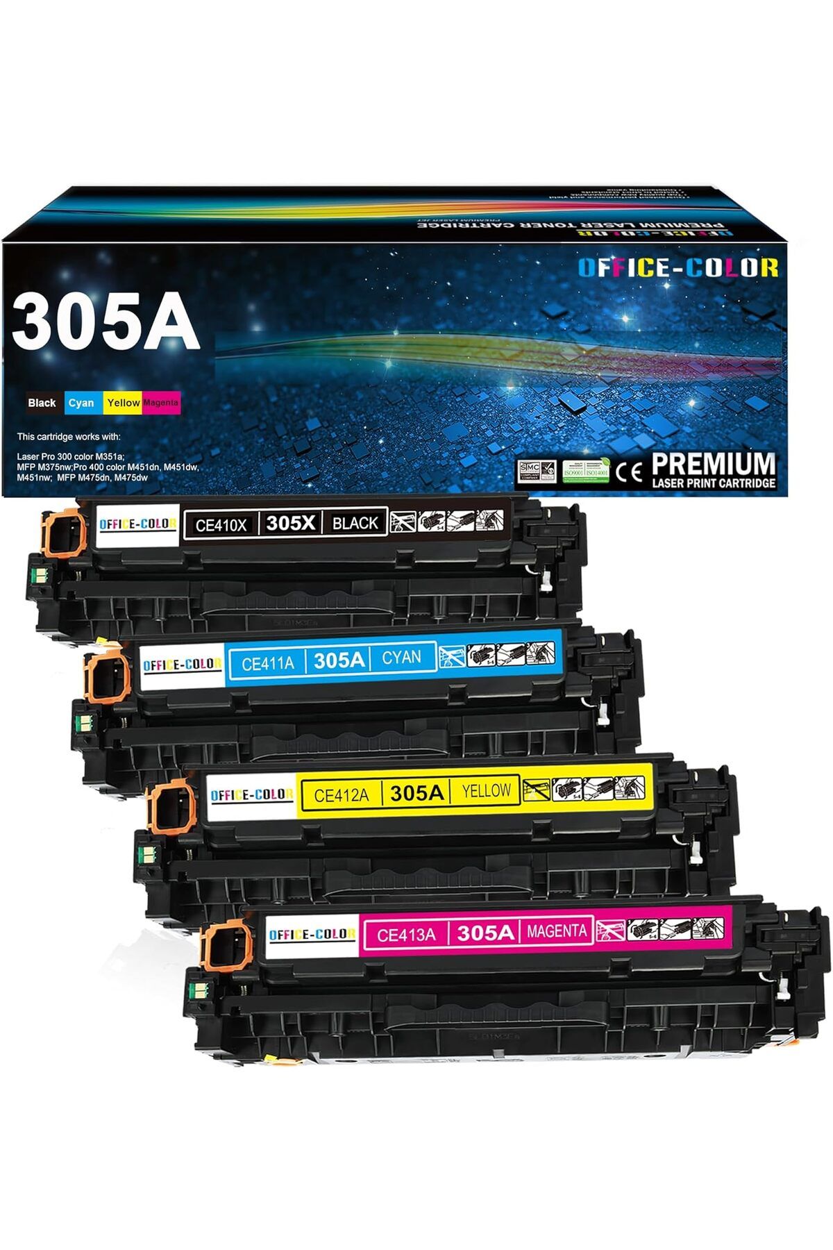 HP YA-DE TONER Laserjet Pro 400 Color M451dn M451nw M451dw MFP M475dw M475dn Pro 300 M375nw Toner