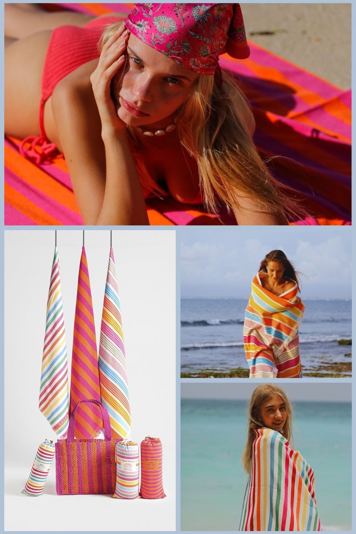 Green Petition-Set of 4 – Maris Ruby, Ocean Amazon, Mare Viva Marla Ruby Beach Bag in Special Packages Together 3