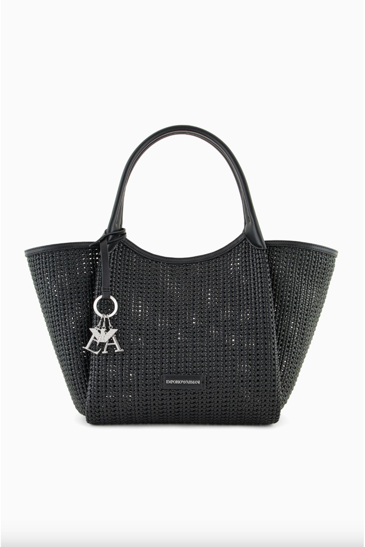 Emporio Armani Interwoven Shopper Bag with Logo Charm