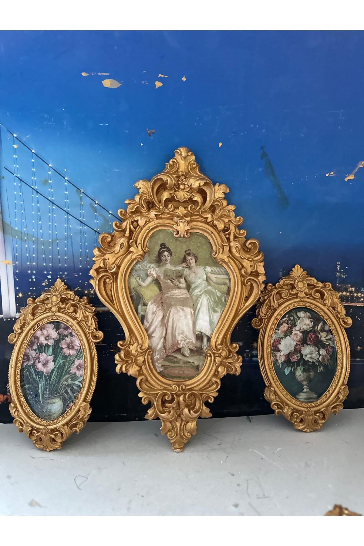 busraconcept El yapımı tablo vintage tarzı 3lü set