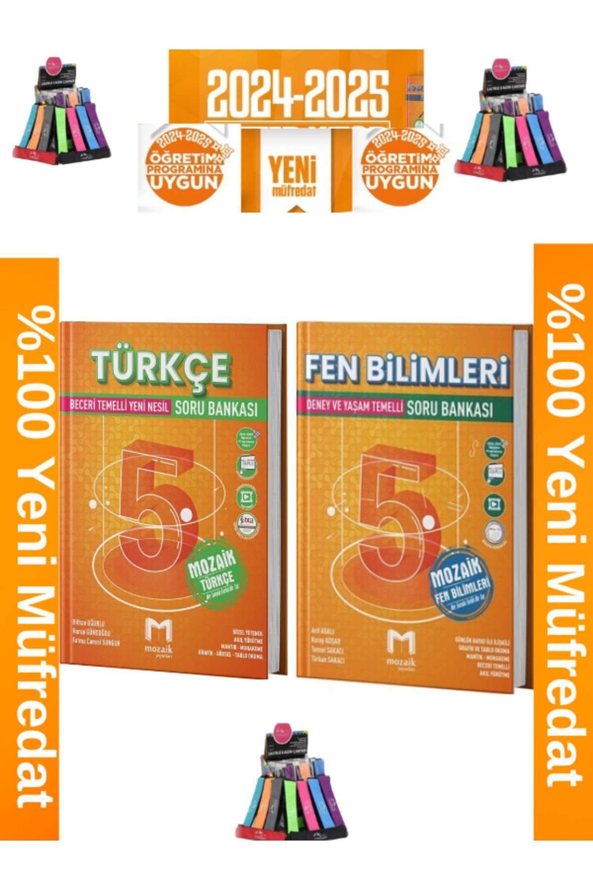 Marsis Yayınları Mozaik Müfredat 5.Sınıf Türkçe-Fen%100 Yeni Müfredat Soru Bankası+Kalemlik
