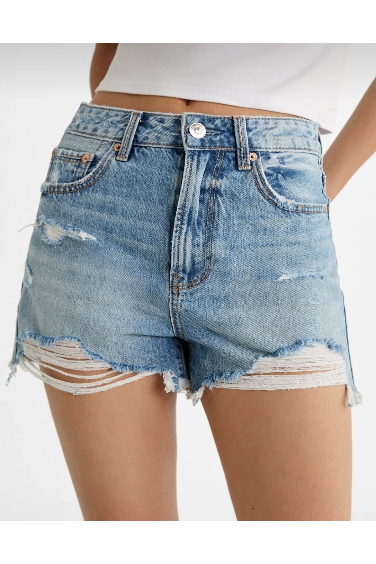 lüx vestimenta Distrresset Denim Şort Kot Şort
