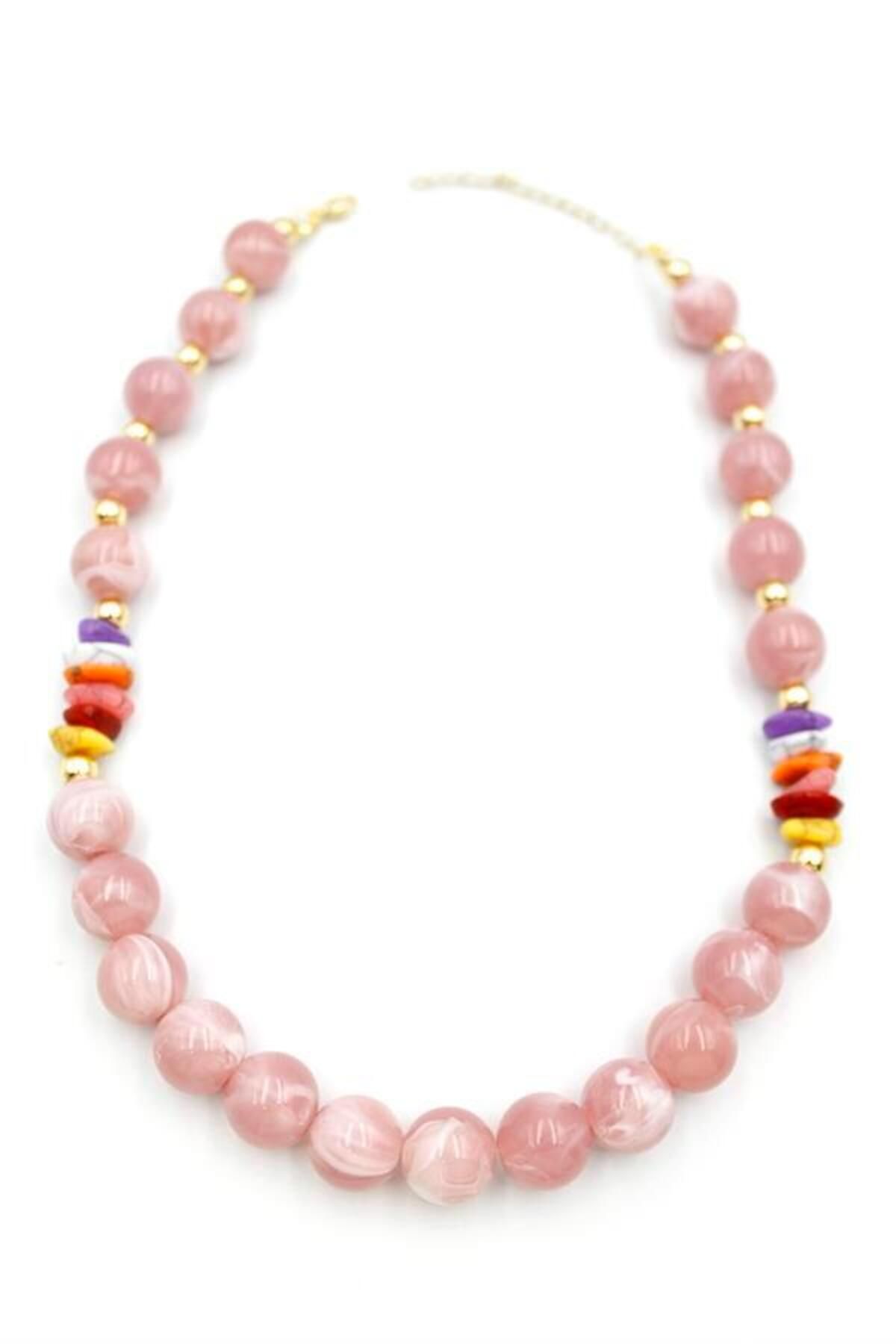 MBB ETİCARET Boncuklu Kolye - Pembe
