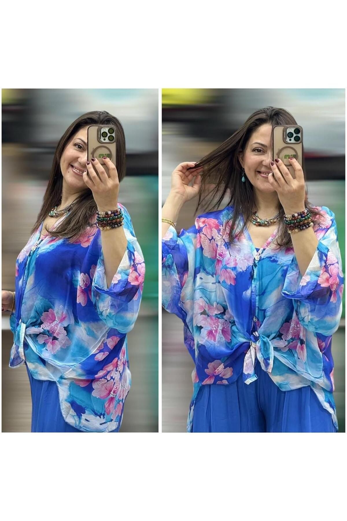 Hanımefendi Butik İtalyan İpek Takım - SAKS MAVİSİ
