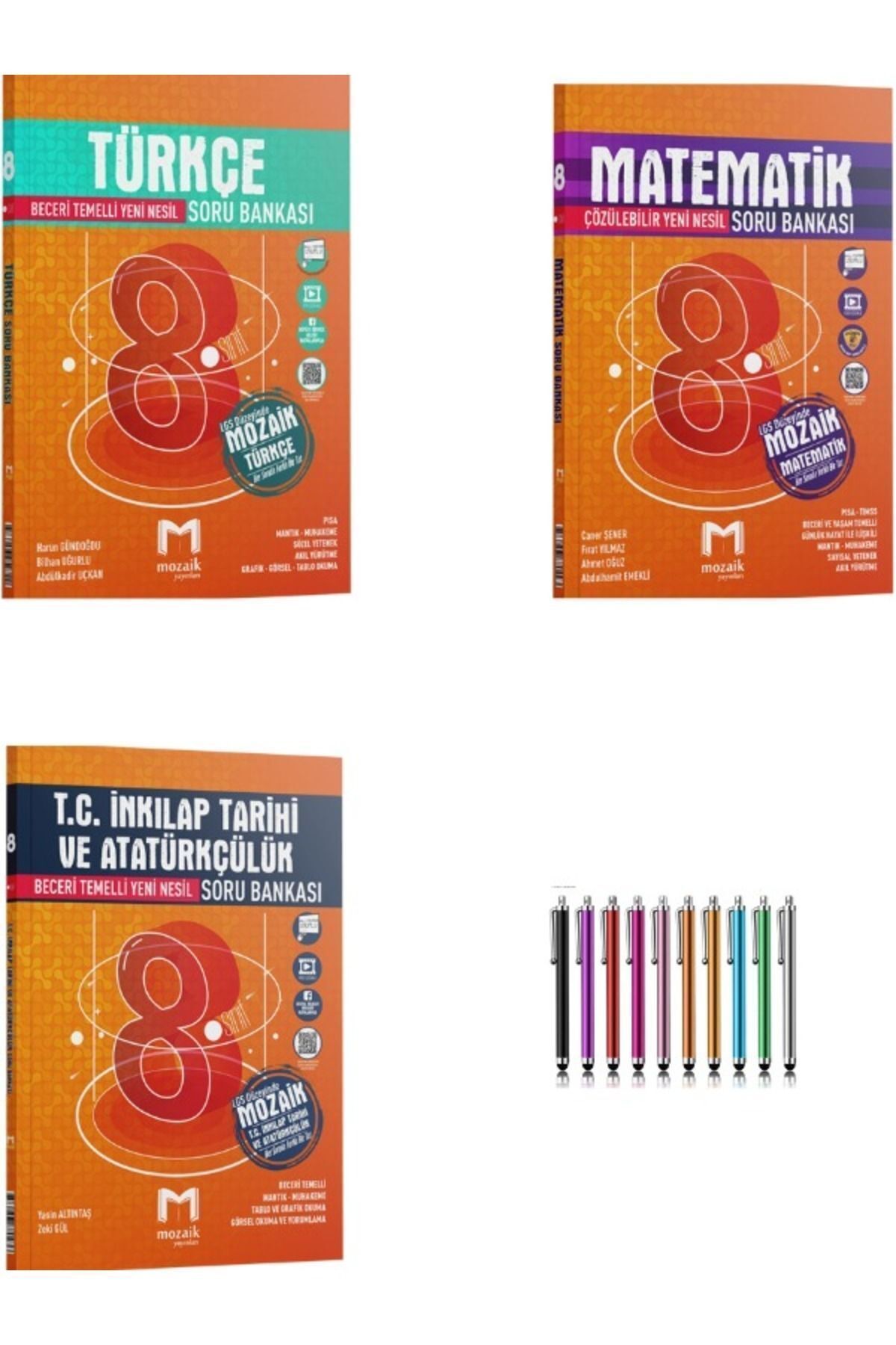 Marsis Yayınları Mozaik Müfredat 8.Sınıf Türkçe-Matematik-İnk Tarihi Soru Bankası Seti+Dokunmatik Kalem