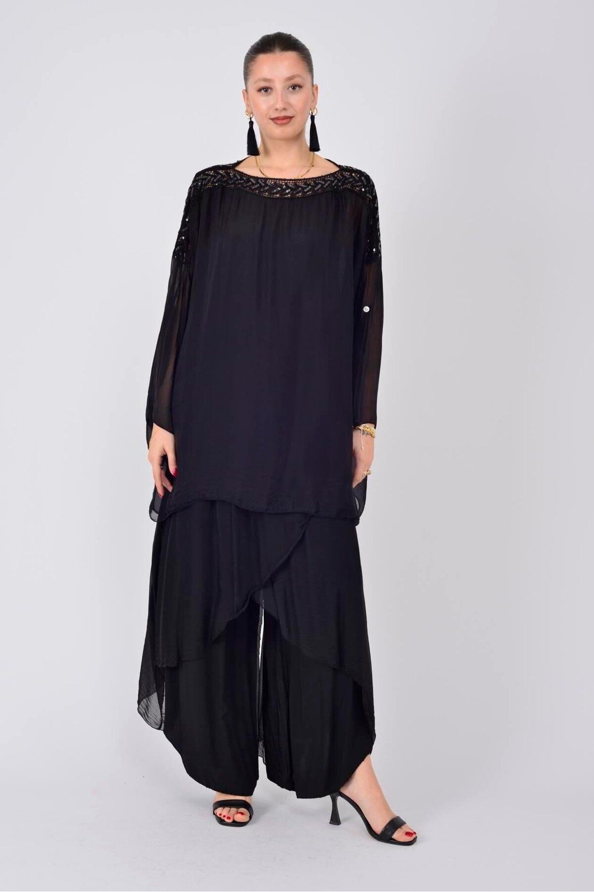 Hanımefendi Butik İtalyan İpek Bluz - SİYAH