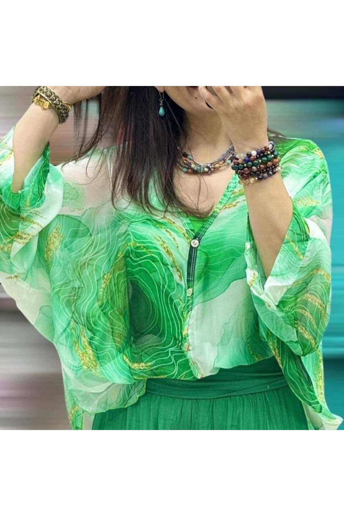 Hanımefendi Butik İtalyan İpek Takım - YEŞİL
