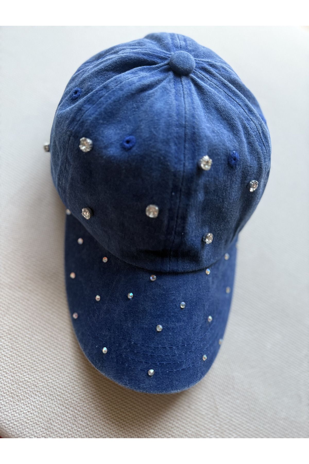PIRILTISHOP Taşlı Kot Glam Şapka