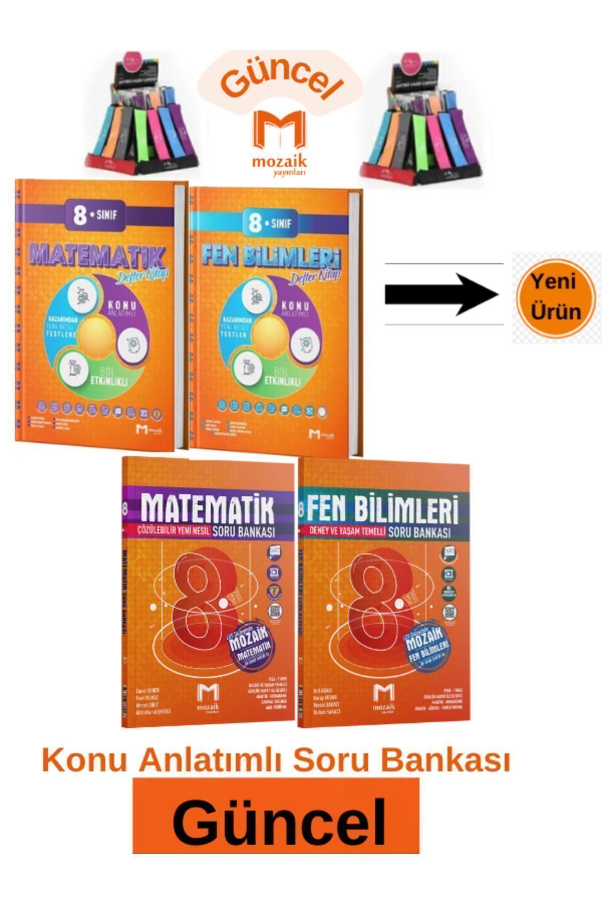 Marsis Yayınları Mozaik 8.Sınıf Fen-Matematik Konu Anlatım Etkinlikli Defter Kitap-Soru Bankası Seti+Kalemlik