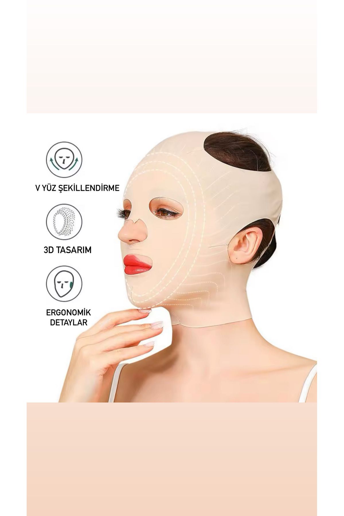 Htcimaj Yüz Toparlayıcı Korse – Yanak, Gıdı, Nazolabial Bölge – Bişektomi ve Liposuction Sonrası Yüz Bandajı