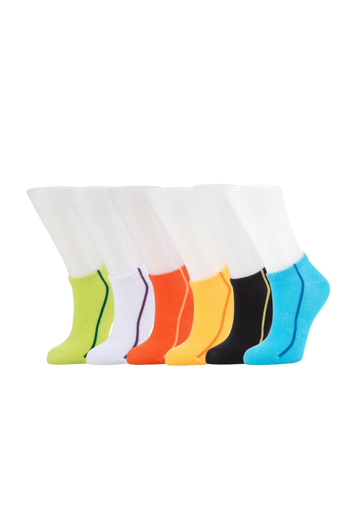 Moyra Socks 6'lı Şerit Desen Pamuk Kadın Patik Renkli Çorap