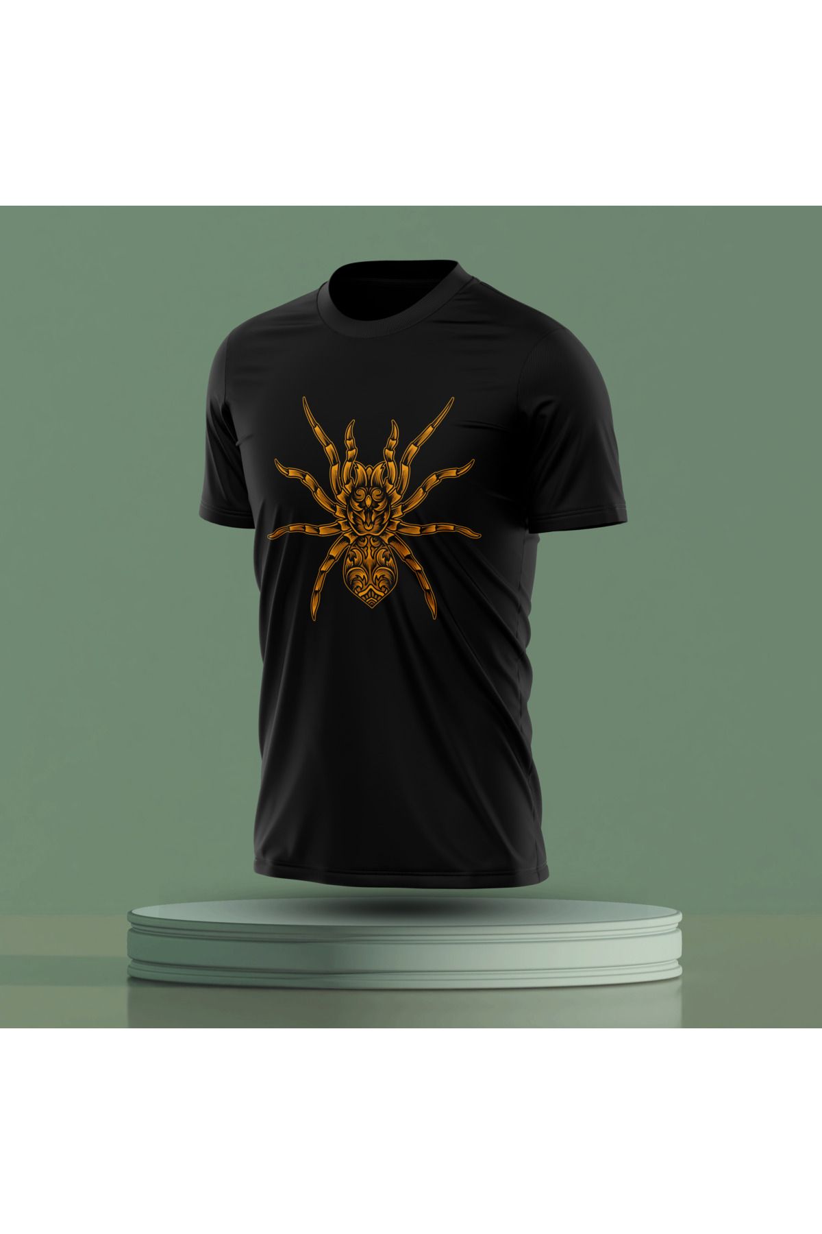 Bulvar Lee Erkek Sıfır Yaka Örümcek Baskılı Yazlık T-Shirt