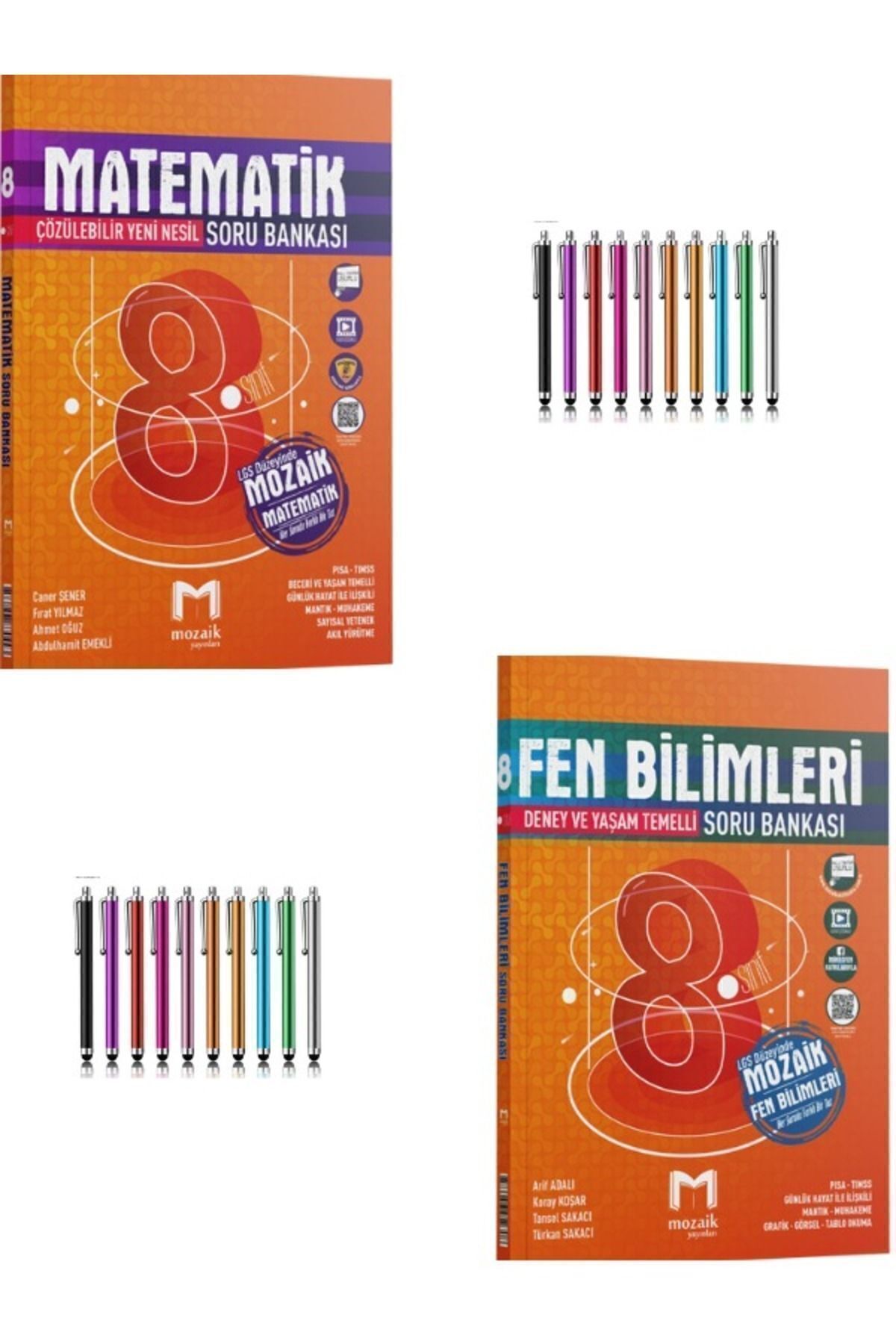 Marsis Yayınları Mozaik Müfredat 8.Sınıf Matematik-Fen Soru Bankası Seti+Dokunmatik Kalem