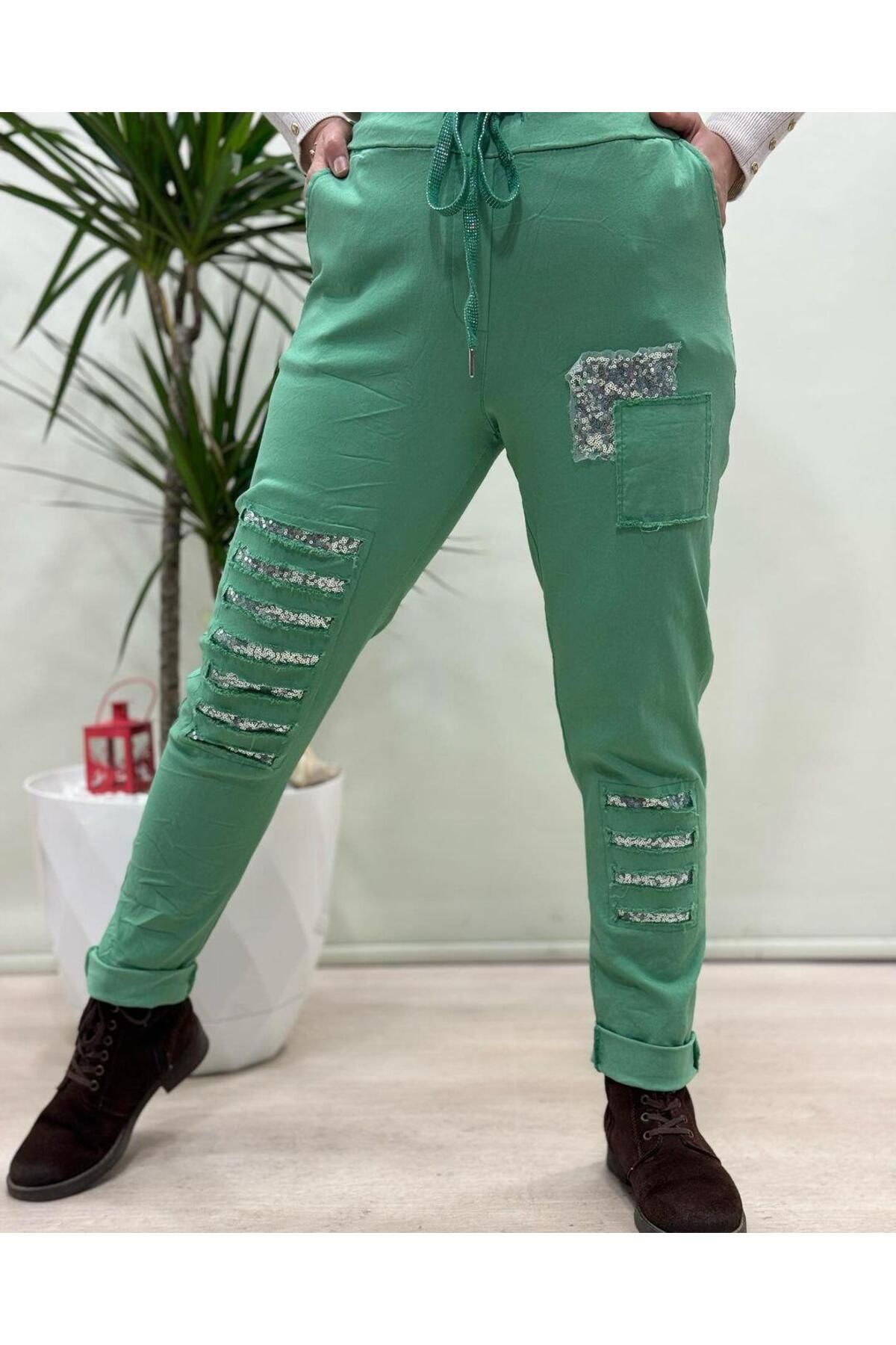 Hanımefendi Butik İtalyan Likralı Pantolon - YEŞİL