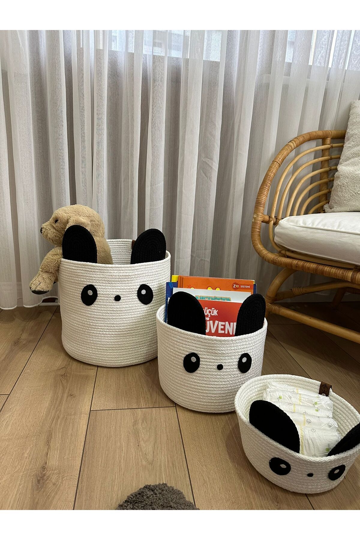 Home Panda Çocuk Oyuncak Sepeti 3 Parça Set