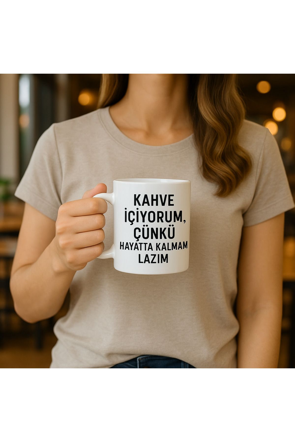 Fon Tasarım Kahve İçiyorum Yazısılı Özel Tasarım Kupa Bardak