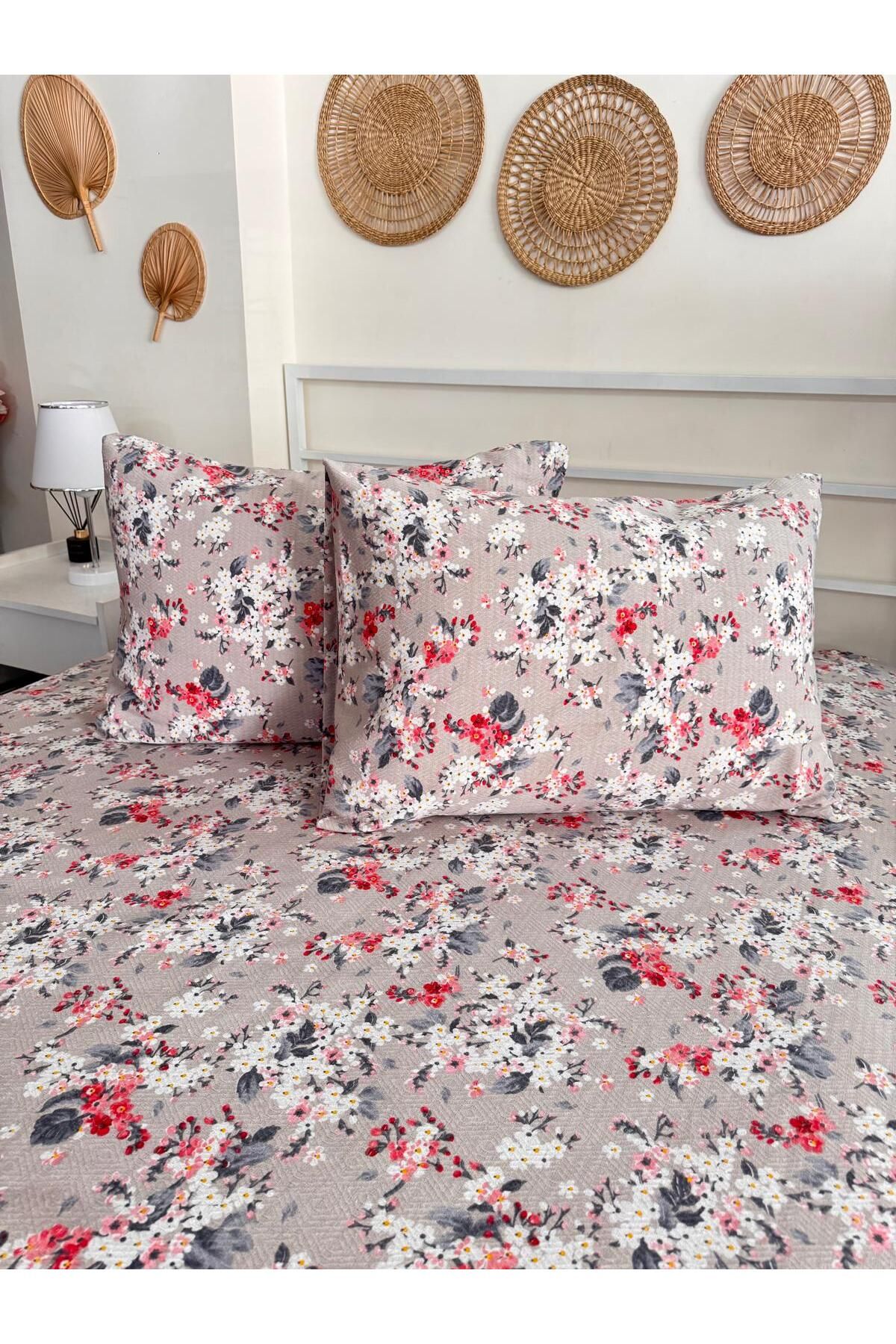 SAHRAN HOME PAMUKLU ÇİFT KİŞİLİK PİKE VE 2 ADET YASTIK KILIFI