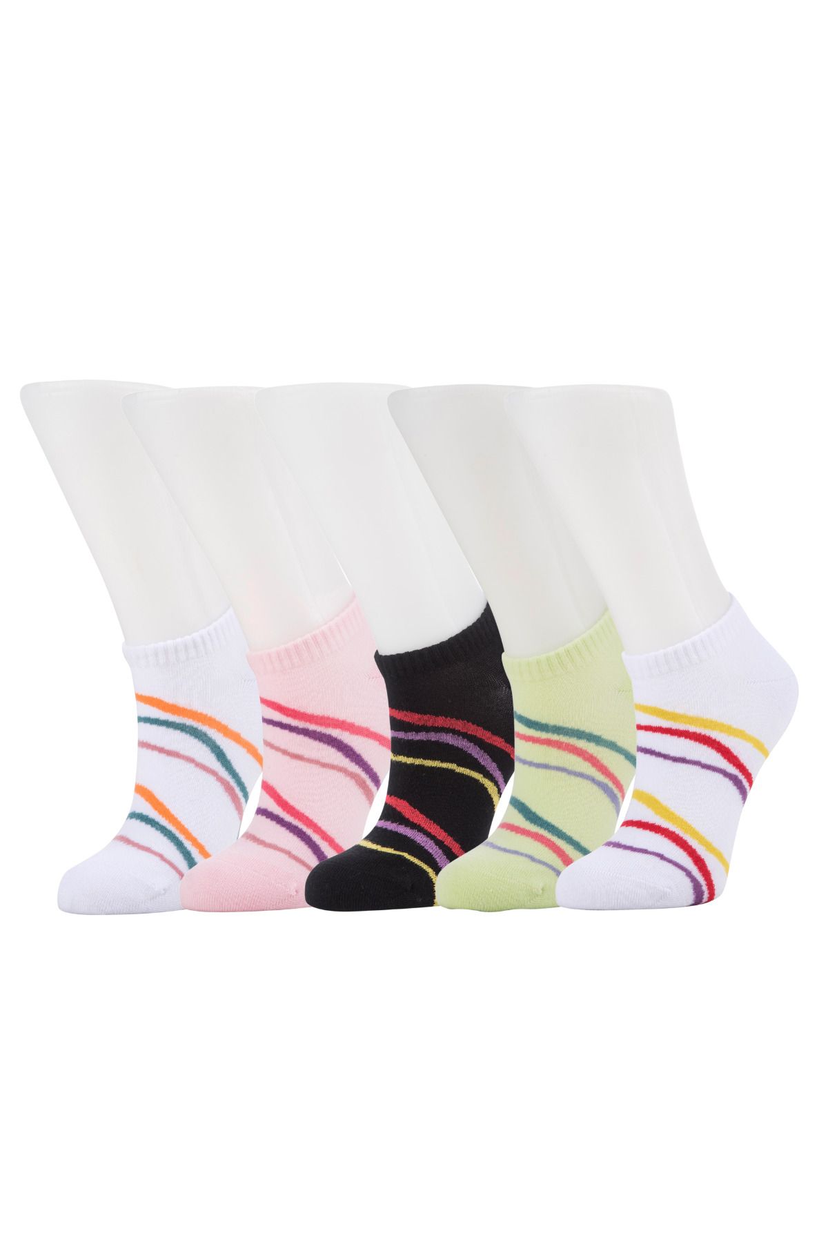 Moyra Socks 5'li Dalga Desen Pamuk Kadın Patik Çorap