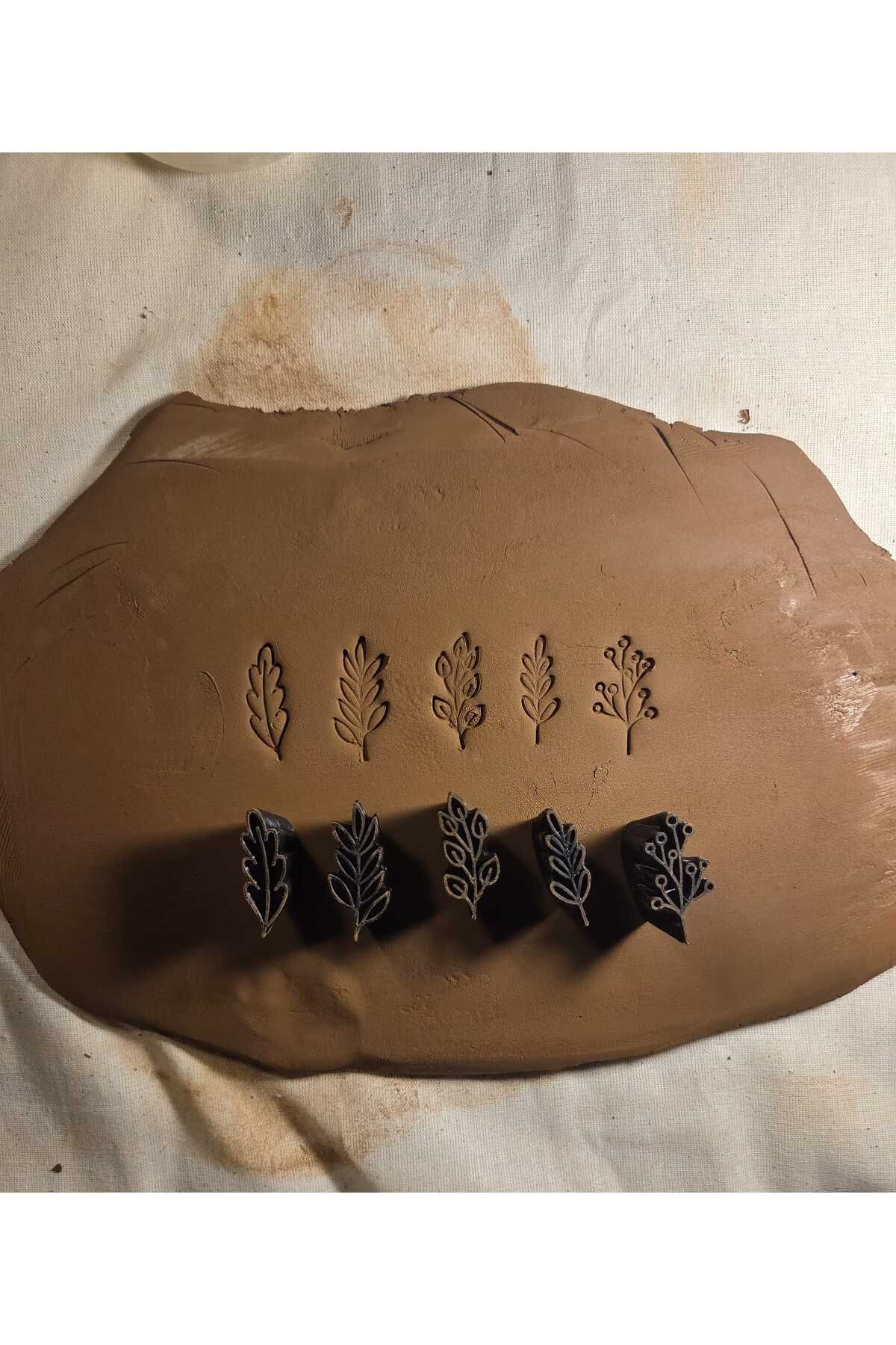 Enbceramic 3 CM 5 ADET YAPRAK BASKISI SERAMİK POLİMER KİL KALIP