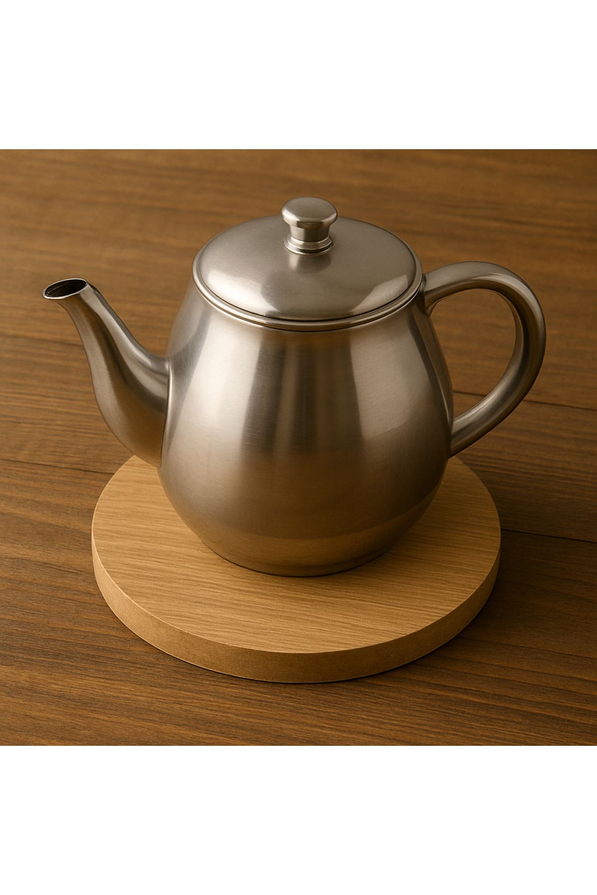 GLOWELL MDF Meşe Kaplama Nihale, Çaydanlık Altı 2 cm Kalınlık, 20cm çap Doğal Ürün Yanmaz