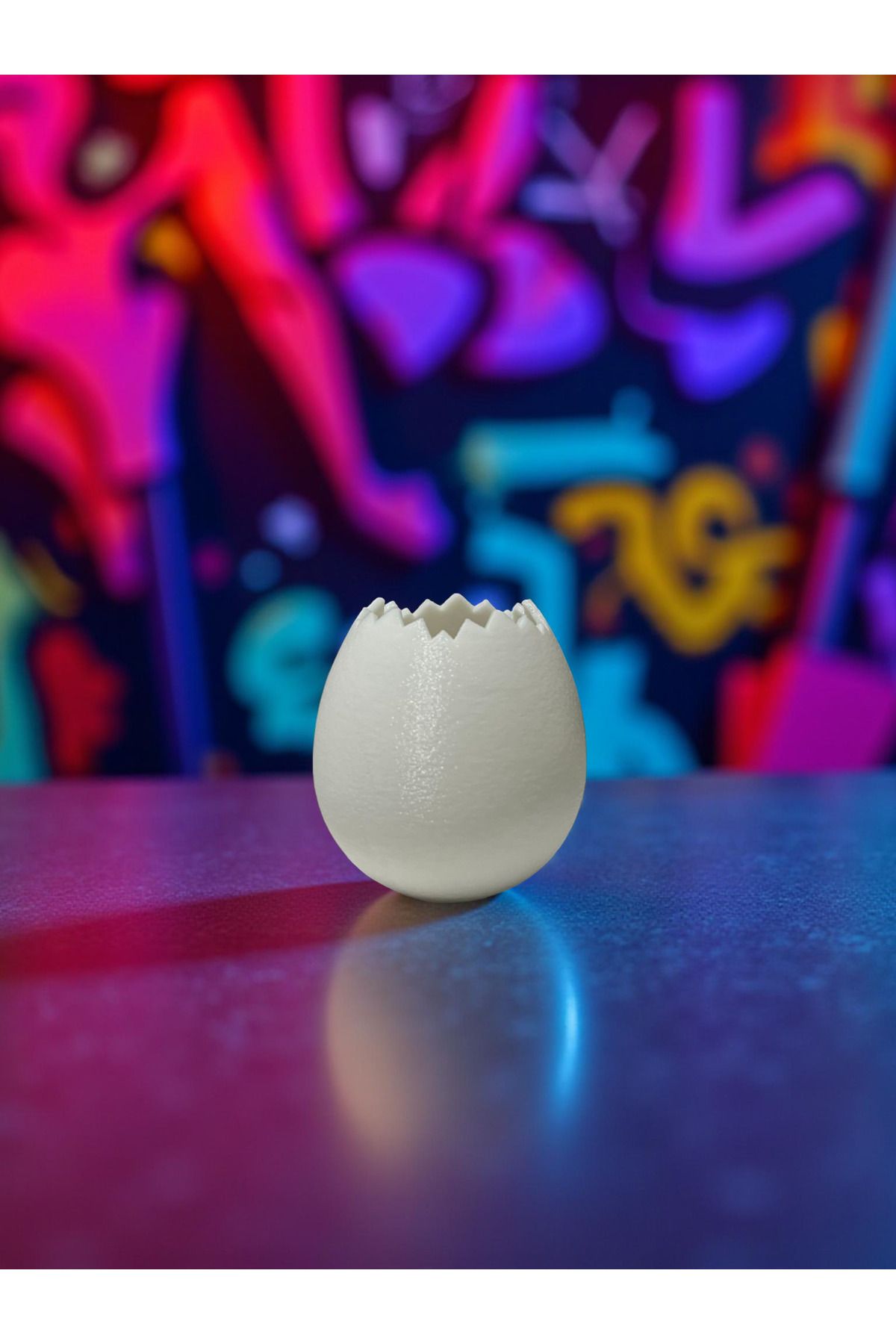 Print Wizzard Dekoratif Kırık Yumurta Obje – Minimal Tasarım Beyaz Figür (6cm)