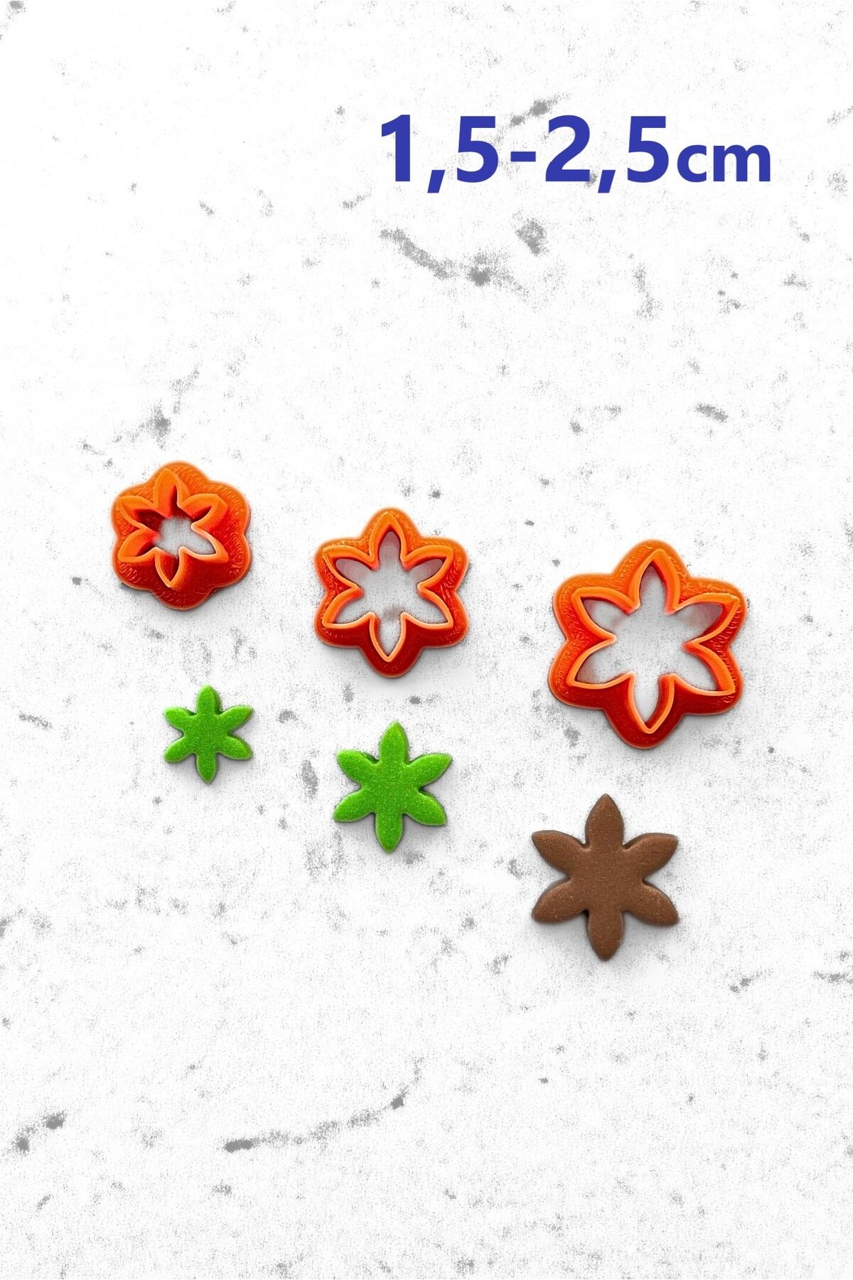 WE3D Mini Yağmur Çiçeği Polimer Kil Seramik Hamuru Kalıp Seti 1,5 - 2 - 2,5cm