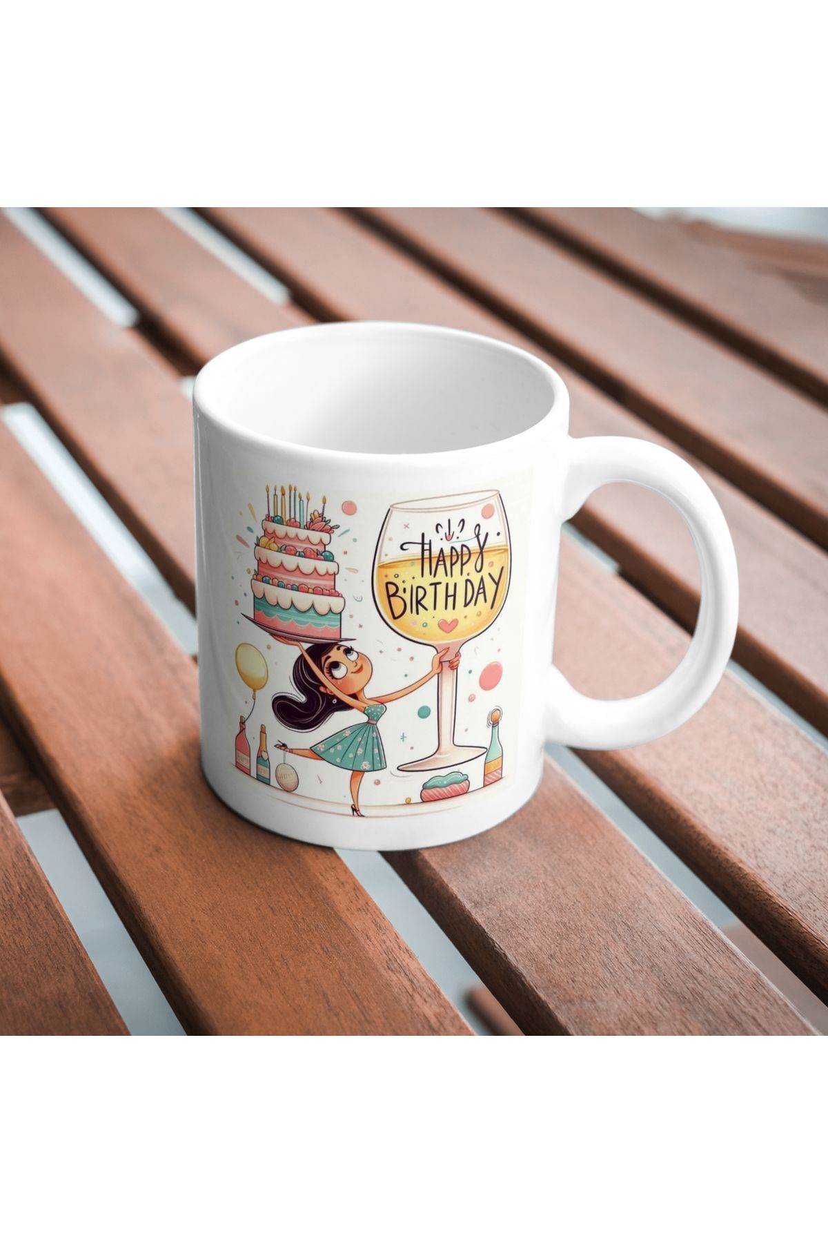 freyja design happy birthday doğum günü baskılı kupa bardak