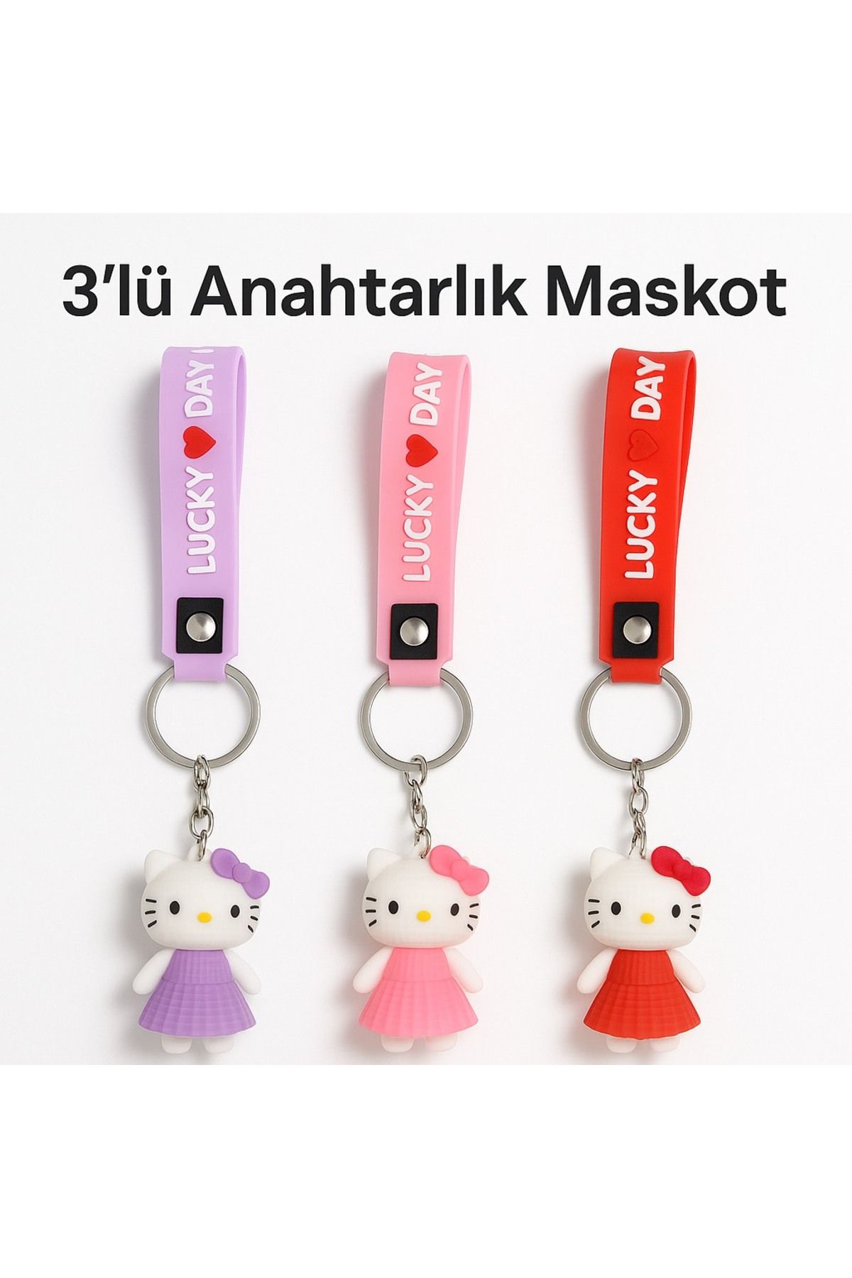 MİRZEY 3’lü Maskot Anahtarlık Seti - Çanta & Araba Aksesuarı anahtarlık, sevimli anahtarlık, araç süsü