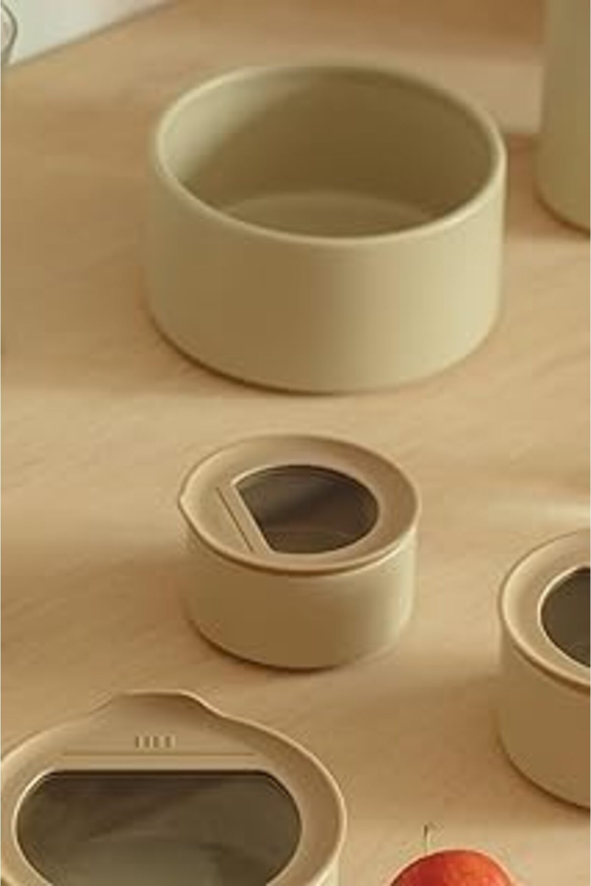 Mu Art Ahşap Fika One Seramik Saklama Kabı Bej 200 ml D-neone020-09