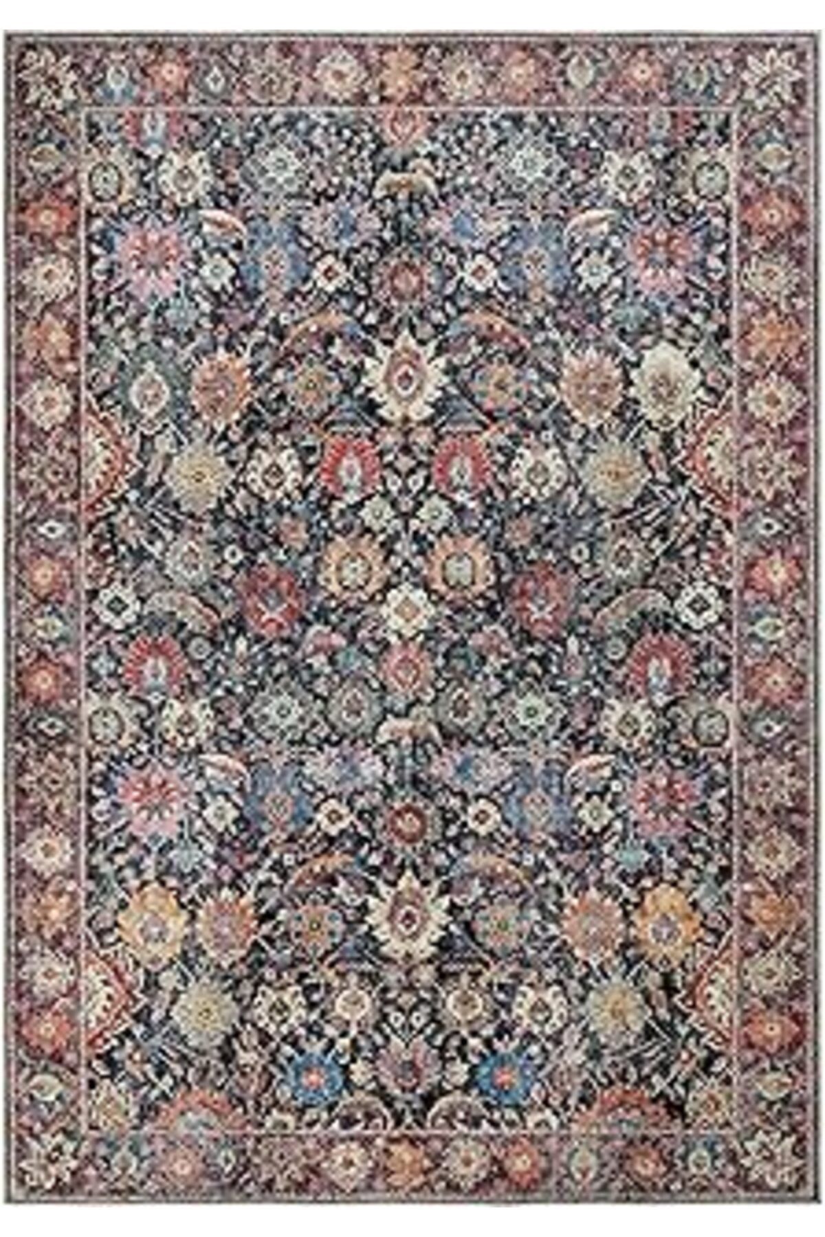 Mu Art Cool Halı Private Renkli Vintage Halı Yolluk Dijital Baskı Halı Çiçekli Otantik Halı Salon Halısı