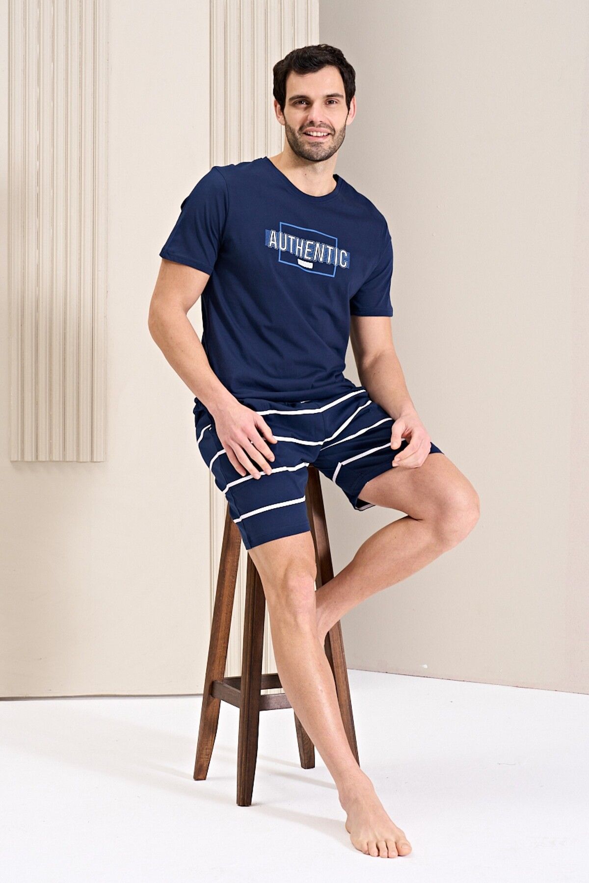 Over Sleep by Poleren Erkek Pijama Takımı Şortlu Kısa Kol